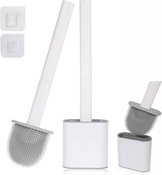 Perie de toaleta Sumbod, silicon/plastic, alb/gri, 35 x 9,8 cm