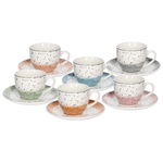 Set 6 cesti de ceai cu farfurie Iris Sienna, Tognana Porcellane, 200 ml, portelan New Bone China, multicolor, Tognana Porcellane