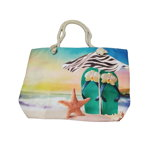 Geanta dama de plaja din material textil cu imprimeu sezon estival GDPJ008, Produse.top