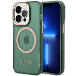 Husa Guess pentru iPhone 14 Pro, khaki, transparenta, Magsafe., Guess