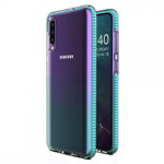 Husa Spate Upzz Spring Samsung Galaxy A70 ,silicon 1mm ,rezistenta La Socuri ,transparenta Cu Margine Albastru Deschis