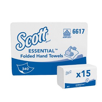 Servetele Z Kimberly-Clark Scott Essential albe 1 strat 21 x 20cm 340 portii 15 pachete/bax, Kimberly-Clark