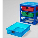 Cutie depozitare LEGO cu trei sertare albastru