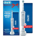 Set Periuta de dinti electrica adulti + Travel Case Oral B Vitality D100 Sensi Ultra Thin, 1 capat, Alb