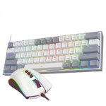 Kit tastatura mecanica si mouse Redragon Gaming Dynamic Duo albe iluminare RGB
