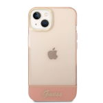 Husa de protectie telefon Guess pentru iPhone 14 Plus, Camera Outline and Logo Script, Plastic, Roz, Guess