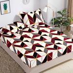 Husa de pat cu elastic din Bumbac Finet + 2 Fete de Perna, Abstract Red, JOJO HOME