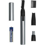 Trimmer pentru nas/urechi WAHL Micro Groomsman, Lavabil, 2 Capete de taiere, Gri/Negru