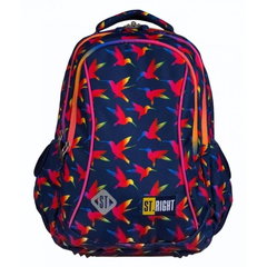 Ghiozdan St. Majewski St. Right Rainbow Birds, 3 compartimente, 2 buzunare, negru cu rosu, Ghiozdan St. Majewski St. Right Rainbow Birds, 3 compartimente, 2 buzunare, negru cu rosu,