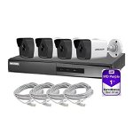 Kit supraveghere hikvision, contine 4 camere tip bullet 2 mpx, lentila fixa 2.8 mm, ir 30 m, dvr/nvr 4 canale, "nk42e0h-1t(wd)" (include tv 4.95lei)