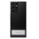 Husa Premium Originala Samsung Galaxy S21 Ultra, Silicon, Transparenta Cu Stand Metalic - Ef-jg998ct