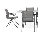 Set 6 scaune si masa pentru gradina/terasa, Dresda, otel, antracit/negru, Maison