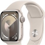 Apple Watch 9, GPS, Carcasa Starlight Aluminium 45mm, Starlight Sport Band - M/L, Apple