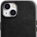 iCarer iCarer Oil Wax Premium Leather Case skórzane etui iPhone 14 magnetyczne z MagSafe czarny (WMI14220701-BK), iCarer