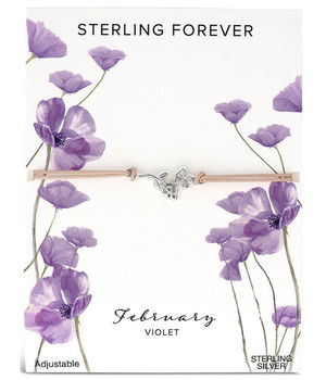 Bijuterii Femei Sterling Forever Sterling Silver Birth Flower Bolo Bracelet SilverFebruaryViolet, Sterling Forever