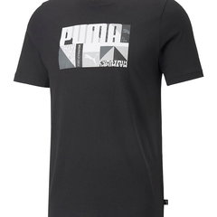 Puma, Tricou cu logo Monogram, Alb, Negru, M