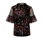 Bluza neagra din plasa cu print floral Vila Roba, VILA