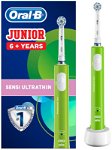 Periuta de dinti electrica Oral B Junior pentru copii, 20000 pulsatii/min, 8800 ocilatii/min, Curatare 3D, 1 program, 1 capat, Verde