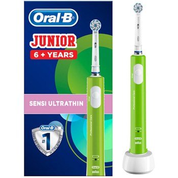 Periuta de dinti electrica Oral B Junior pentru copii, 20000 pulsatii/min, 8800 ocilatii/min, Curatare 3D, 1 program, 1 capat, Verde