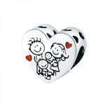 Talisman Charm argint 925 KRASSUS We Are a Family pentru bratara sau pandantiv lant model inima familie