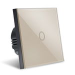 Intrerupator Smart Touch Techstar®, Wireless 2.4GHz, Sticla Securizata, Design Modern, Iluminare LED, 1 Faza, Gold, Techstar