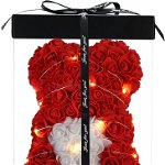 Ursulet de trandafiri RUIWKO, LED, rosu, 25 cm, 