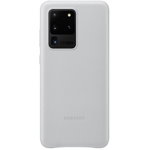 Husă din piele naturală si plastic Samsung pentru Samsung Galaxy S20 Ultra (SM-G988F) gri deschis