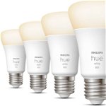 Pachet 4 becuri LED Philips Hue, Bluetooth, Zigbee, A60, E27, 9W (60W), 800 lm, lumina alba, Philips