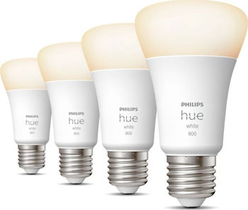 Pachet 4 becuri LED Philips Hue, Bluetooth, Zigbee, A60, E27, 9W (60W), 800 lm, lumina alba, Philips