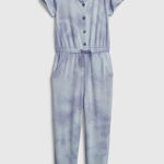 GAP, Salopeta lunga cu model tie-dye, Albastru prafuit/Violet prafuit, 90 CM
