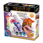 Color Me Animals - Set de modelat și colorat figurine animale: iepuraș și bufniță