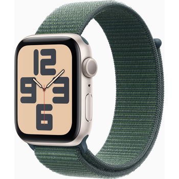 SmartWatch Apple Watch SE (2024) v3 Aluminium, 1.78inch, Curea Nylon, Starlight-Lake Green Sport Loop