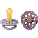 Set 2 suzete cu tetina rotunda Boheme Latex, +0 luni, Fossil Grey - Mauve, Bibs