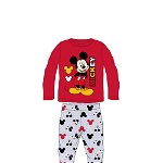 Pijama baieti, bumbac, Mickey Mouse, rosu cu gri, Disney