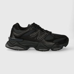 New Balance, Pantofi sport din piele cu insertii din plasa 9060, Negru, 9 New Balance, Pantofi sport din piele cu insertii din plasa 9060, Negru, 9