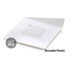 Baza Plastic Prezentare Monoportii, Model Patrat Alb, 8.3 x 8.3 cm, Set 100 Buc