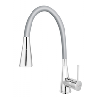 Baterie de bucatarie, Ferro, Zumba II, cu pipa flexibila, gri, 