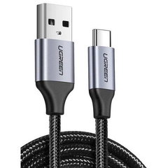 Cablu alimentare si date Ugreen, US288, Fast Charging Data Cable pt. smartphone, USB la USB Type-C 3A, nickel plating, braided, 1m, alb