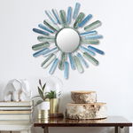 Decoratiune de perete Metal Metal Art Mirror Sun, Multicolor, 75x5x75 cm, Tanelorn