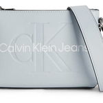 CALVIN KLEIN JEANS, Geanta crossbody de piele ecologica Sculpted, Negru stins, Roz pal