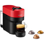 Espressor cu capsule Nespresso Vertuo Pop XN920510, 1500 W, 0.56 L, Tehnologie Centrifuzie, 4 setari pentru capacitate, Rosu/Negru