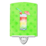 Caroline`s Treasures Carolines Comori BB8210CNL Umberella Cocktail verde Polkadot ceramice Night L 6x4x3, 