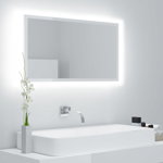 Oglindă de baie cu LED, alb extralucios, 80x8,5x37 cm, PAL, Casa Practica
