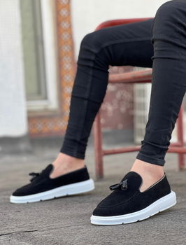 Mocasini barbati negri cu talpa alba 10131 A13-3, 