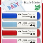 Markere pentru textile, rosu-albastru, Faber-Castell, Faber-Castell