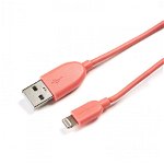 Cablu de date/incarcare Serioux, port Lightning, compatibil Apple, MFI, 1m, roz