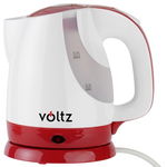 Cana fierbator Voltz V51230F, 1300W, 0.9L, Pivotant 360 grade, Alb Rosu, Voltz