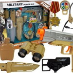 Set militar Lean Sport cu accesorii Pistol Cuțit Binoclu Căști Fluier Walkie Talkie, Lean Sport