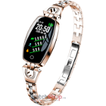 Smartwatch Garett Woman Sara, Display LCD 0.96", Bluetooth, Bratara Metalica, Rezistent la apa si praf, Android/iOS (Auriu)