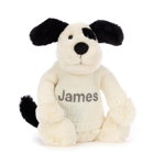 Jucarie de plus - Medium - Bashful Black and Cream Puppy with Personalised Jumper | Jellycat, Jellycat